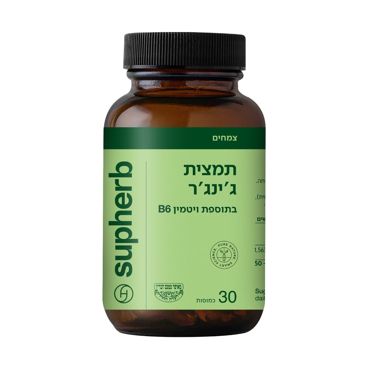 סופהרב תמצית ג'ינג'ר + B6 SupHerb - 30 כמוסות
