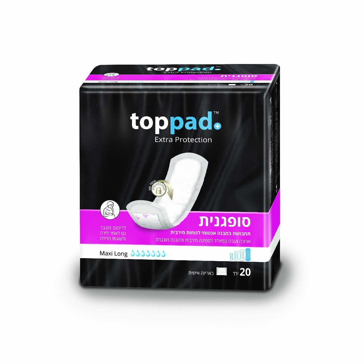 טופ פד סופגנית מקסי לונג 20 יחידות