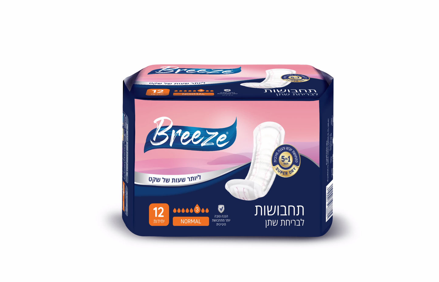 תחבושות סופגות למבוגרים נורמל 12 יח' בריז BREEZE