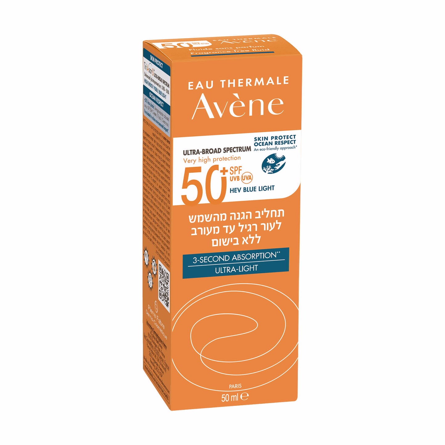 אוון תחליב הגנה מהשמש +SPF50 לעור רגיל עד מעורב ללא בישום AVENE