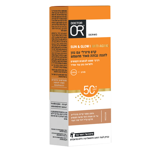 קרם הגנה אנטי אייג'ינג מינרלי עם גוון DR OR SUN&GLOW MEDIUM