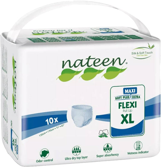 Nateen תחתון מקסי ספיגה גבוהה במיוחד 10 יחידות XL מידה